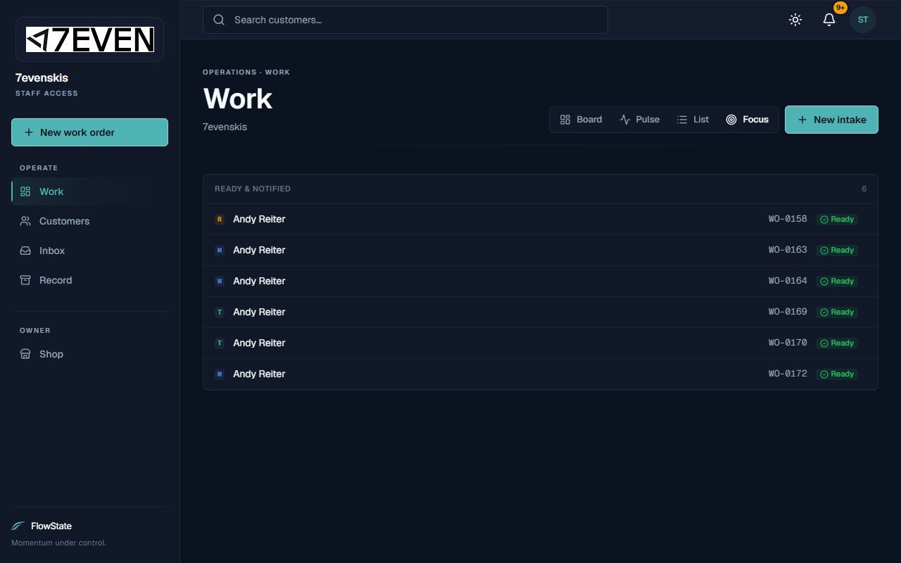 The List view, a sortable table of every active job